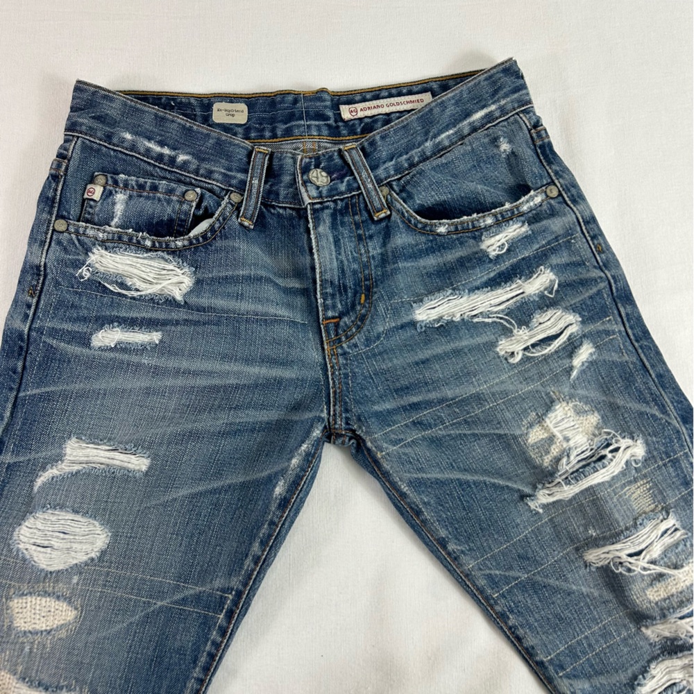AG Adriano Goldschmied Ex Boyfriend Crop Distressed Jeans Women’s 24 R Mid Rise - Picture 6 of 12